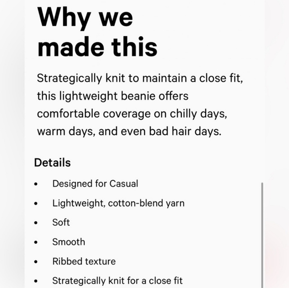 Nwt Lululemon Cotton Blend Ribbed Unisex Beanie L/Xl Bone/White/linen - Picture 2 of 6